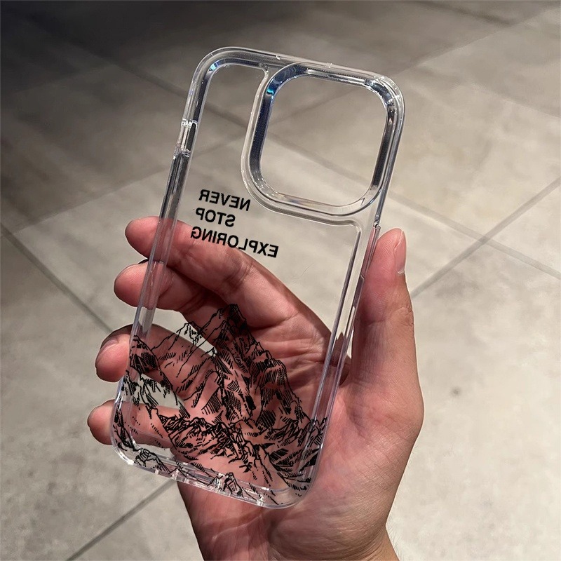 Apple Iphone 15 - Nooit Verkocht: Berglijn Kunst Telefoonhoesje voor