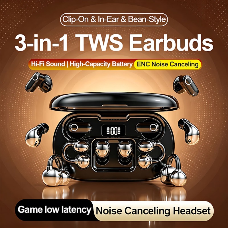 Phone Accessories Amazon - Nieuwe 3-in-1 draadloze Bluetooth oortelefoon, mini