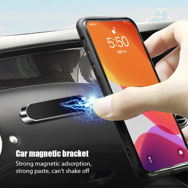 Phone Accessories Holder Car - Magnetische autotelefoonhouder, draaibaar, mini-stripvormig, metalen, sterke
