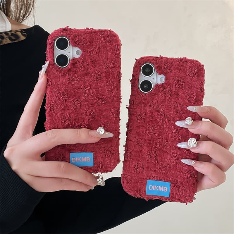 Apple Iphone 15 - Angora Rode Pluche Telefoonhoes voor iPhone